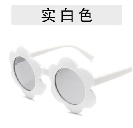 Gafas de sol antiuv para niños, lentes de sol infantiles con forma de girasol para exteriores y playa: Blanco