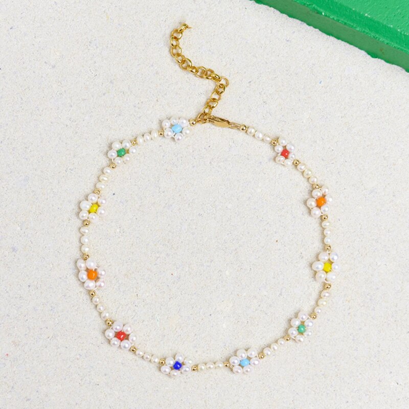 Natural Pearl Necklace for Women Colorful Natural Beaded Choker Exquisite Handmade Jewelry: Champagne gold
