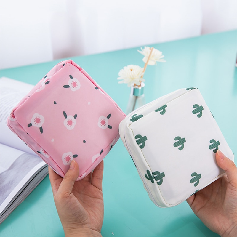 Large Capacity Bags Sanitary Cotton Pad Tampon Purse Holder Portable Fabric Case Organizer Pouch Towel Napkin Aunt Storage Bag