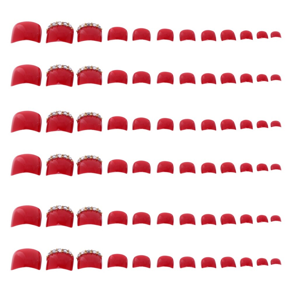 72Pcs Fonkelende Voet Decal Kunstmatige Teennagels Sticker Natuurlijke Nep Nagels Volledige Dekking False Teen Nagels Voor Dames Meisjes (rood)
