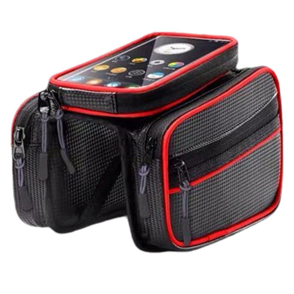 Lage Prijs Fiets Mobiele Telefoon Zak Mountainbike Touch Screen Zak Dubbele Zadeltas Fiets Zadeltas Bovenste Buis Tas beam Zak: zipper red