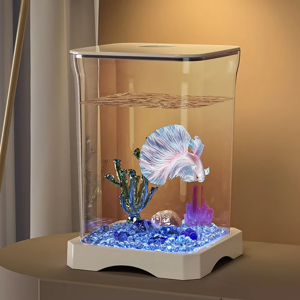 4K High-definition Desktop Aquarium Acryl Aquarium Afneembare Transparantie Kleine Tank Multifunctionele Amfibie Voerbox
