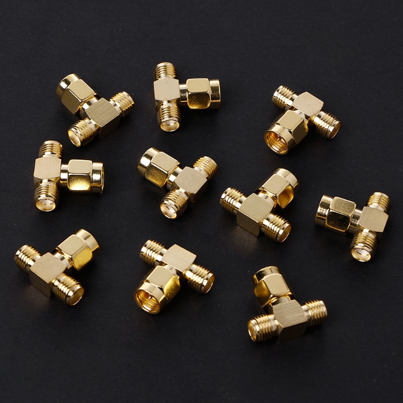 10PCS 3 Way Splitter SMA Male to Two SMA Female Triple for T RF Adapter: Default Title