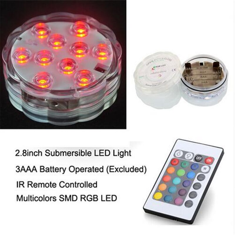 LED Multi Color Remote Controlled Waterproof Environmental Product Eco-friendly Submersible Lights for Aquarium, Pond, Wedding