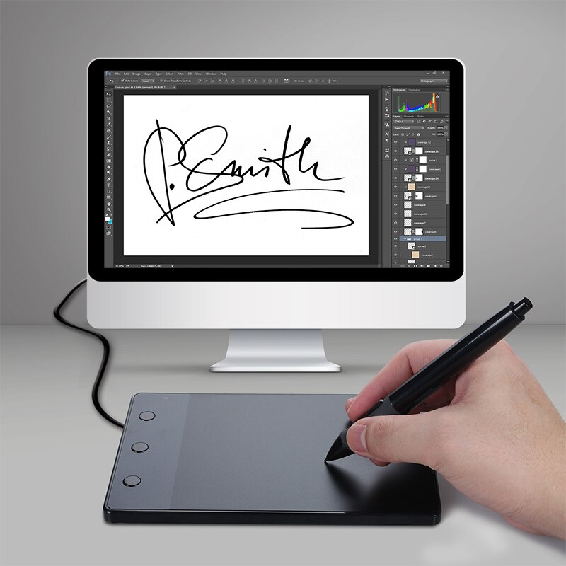 Huion H420 Grafische Tabletten 4 &quot;X 2.23&quot; Professionele Handtekening Digitale Pen Tabletten Usb Art Tekening Tabletten Zwart online Leren