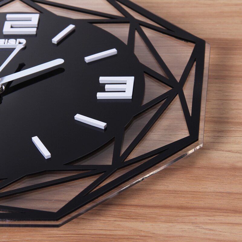 Meisd Creatieve Geometrische Stille Grote Acryl 3D Wandklokken Digitale Moderne Stijl Zwart Quartz Opknoping Horloge Met Muurstickers
