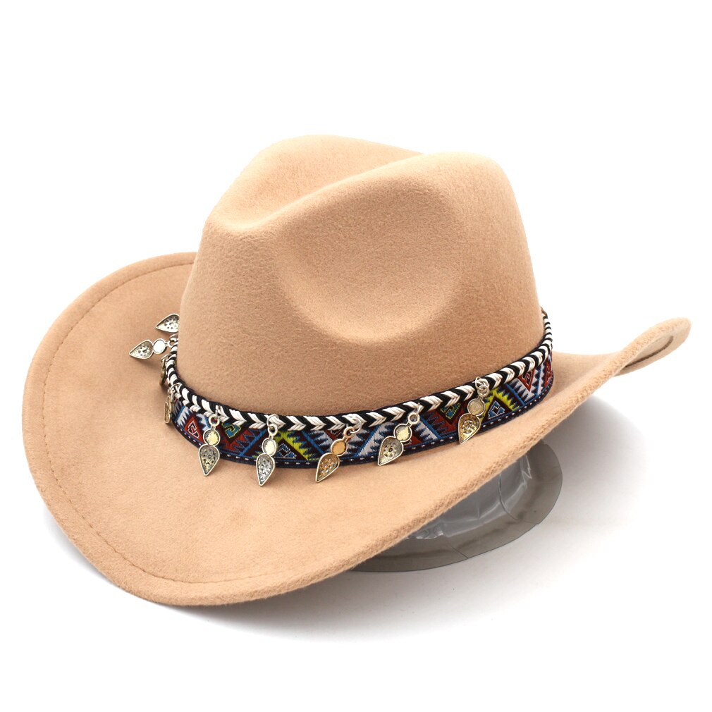 Mistdawn western cowboy hattu cowgirl puku lippis jäykkä lieri naisille miehille monivärinen nauhanauha koko 56-58cm bbh: Khaki