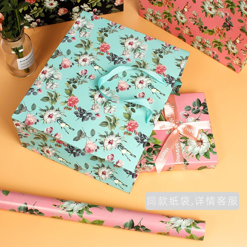 50x70cm Cartoon Floral Wrapping Paper Roll for Wedding Kids Birthday Baby Shower Wrap Craft Paper Decor