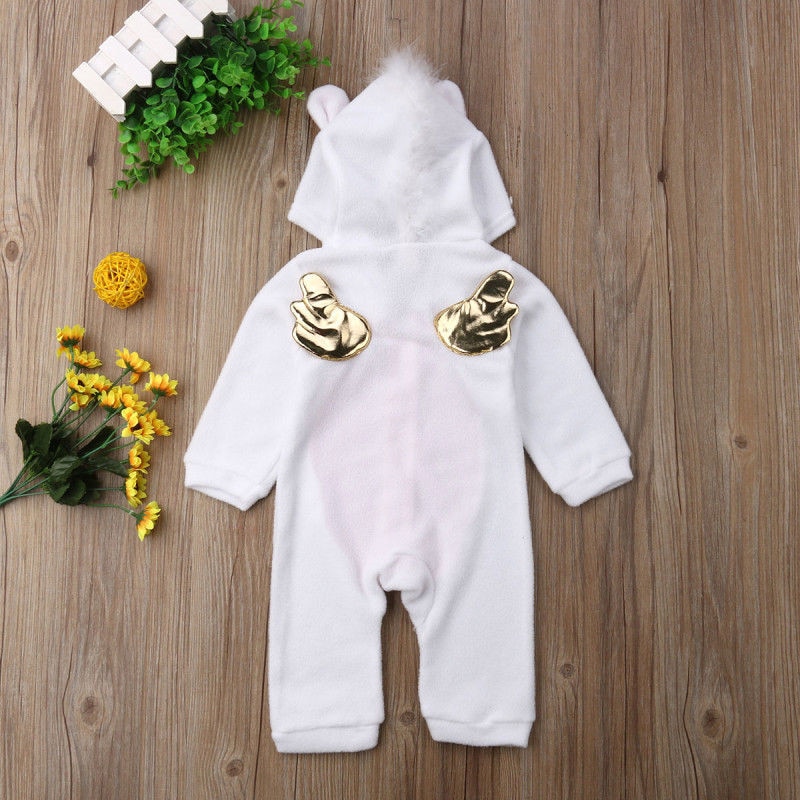 Peuter Pasgeboren Eenhoorn Baby Meisjes Fleece Romper Jumpsuit Jumper Outfits Kostuum