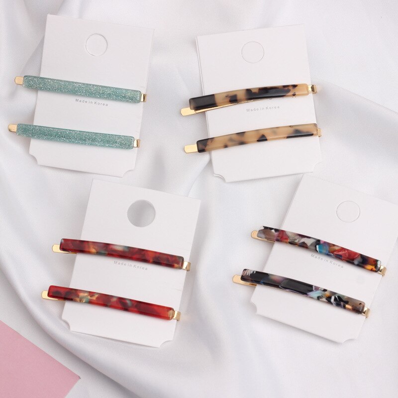 2 teile/satz Frauen Metall Acetat Haarnadel Seite Clip Leopard Haar Clip Geometrische Haarnadeln Griffe Kopf Schmuck Haar Styling