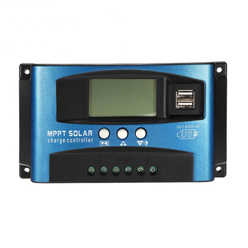 MPPT Solar Charge Controller Dual USB LCD Display 30/40/50/60/100A 12V 24V Auto Solar Cell Panel Charger Regulator With Load