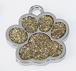 Hundbrickor graverad katt valp husdjurs-id namn krage tag hänge ben&tass glitter söta tillbehör för husdjur: Guld-