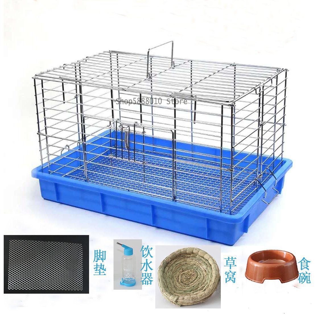 Stainless steel plating rabbit cage extra large rabbit cage cat cage luxury villa lop-eared rabbit breeding spray-proof: Invisible Wings   5