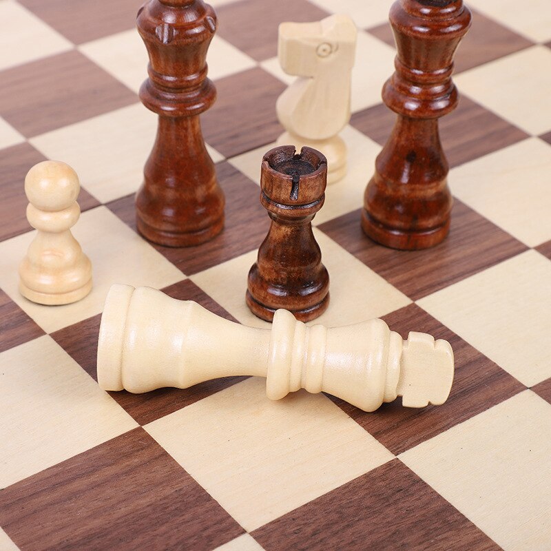 International Wooden Chess Board Game Checkers Modern Hand Carved Table Games Szachy Portable Folding Checker Accessories