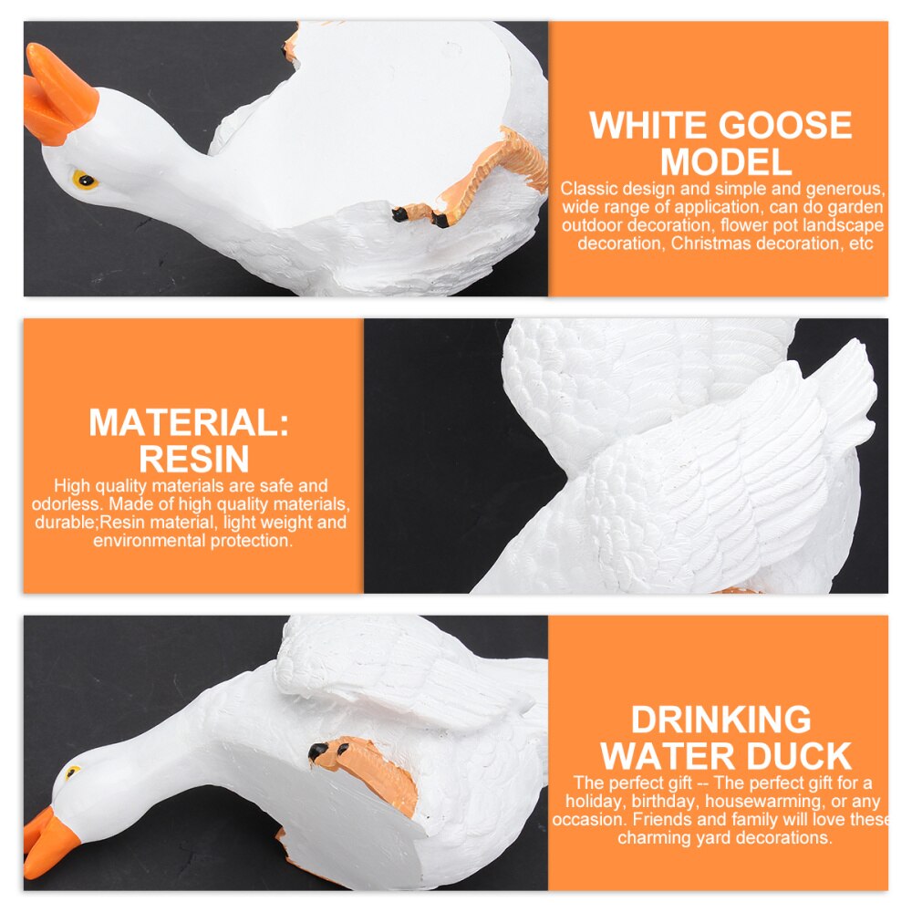 1 Pair of Animal Model Plastic Drinking Duck Shaped Decoration for Landscape