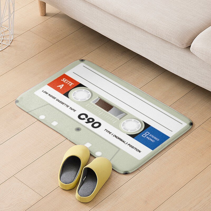Felpudo antideslizante con cinta musical para decoración de puerta, Alfombra de franela gruesa con patrón de tendencia de Hip-hop, para baño y sala de estar: style12