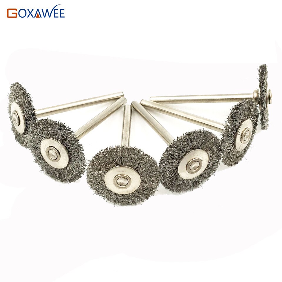 GOXAWEE 100pcs For Dremel Rotary Wire Brushes Wheels Set 3.0mm Shank For Dremel Accessories Wood Metalwoking Tools