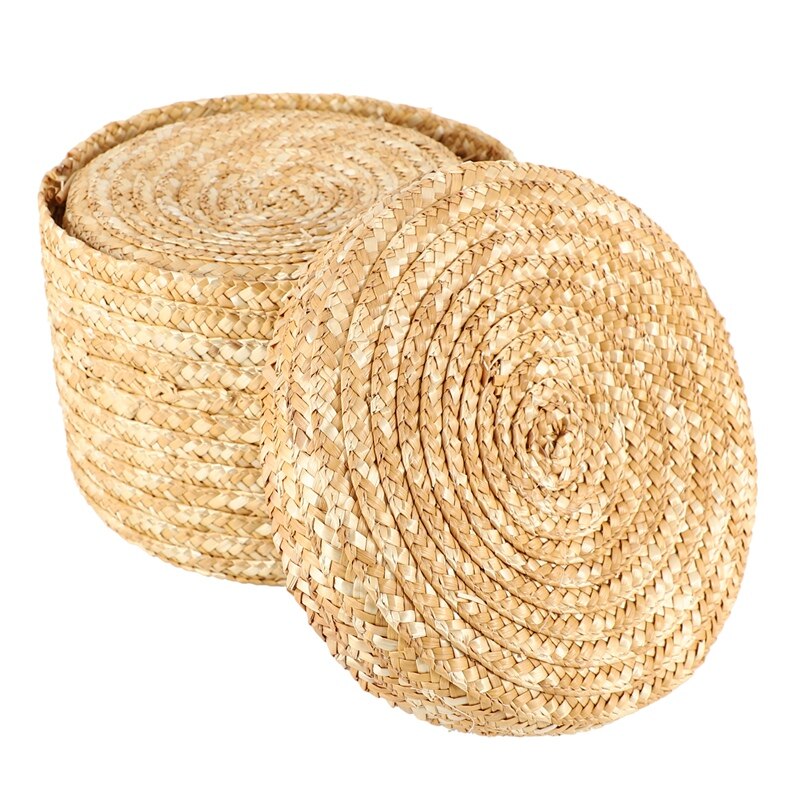 3 sztuk/zestaw ręcznie słomy pleciony koszyk z pokrywką przekąska organizator schowek kosze na pranie pojemnik ratanowy kosz na kwiaty