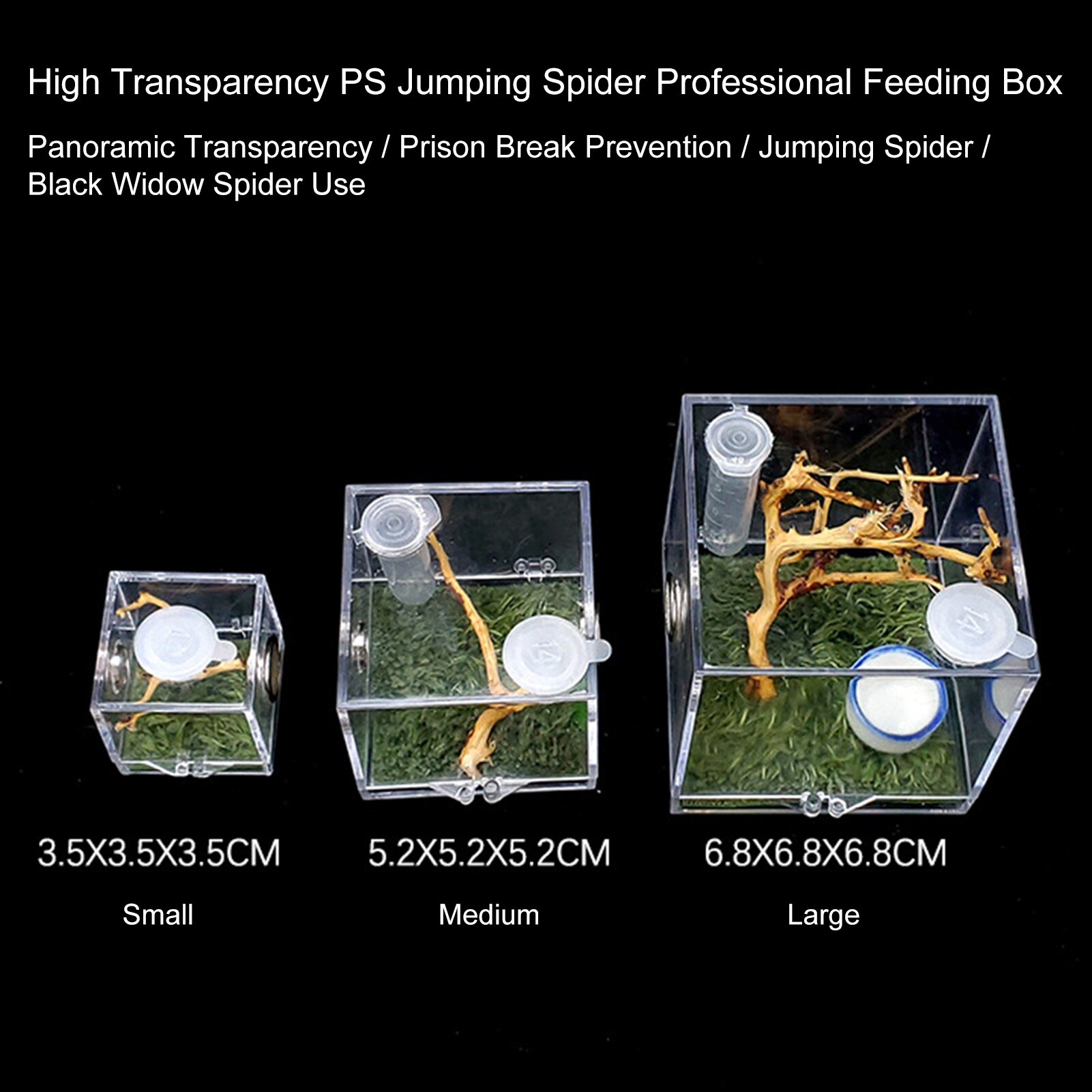 Jumping Spider Ant Small Insect Breeding Box Breathable Transparent Portable Acrylic Assembled Insect Eco Box Moss Carpet