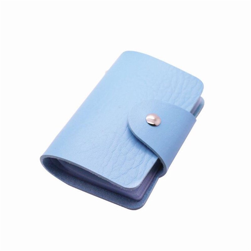 Pu Functie 24 Bits Credit Kaarthouder Effen Kleur Card Case Business Id Card Organizer Draagbare Mannen Vrouwen Portefeuilles Kaarthouder: Blauw