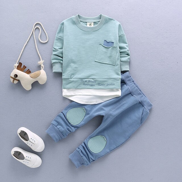 Costume pour enfants, ensembles de sport pour enfants, Style , vêtements de loisirs pour bébés garçons, costume 2 pièces, printemps et automne: D05-green / 18M