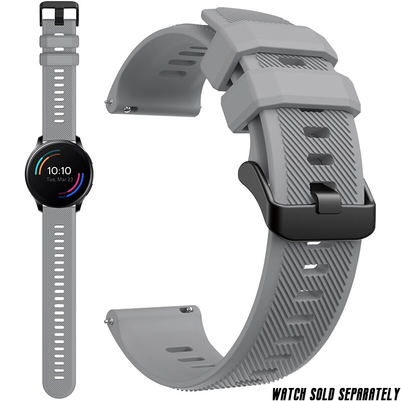 Silikonarmband für oneplus watch 22mm, ersatzarmband für smartwatch, schnellverschluss, streifenmuster, strukturierte oberfläche, armbandzubehör: Stilles grau