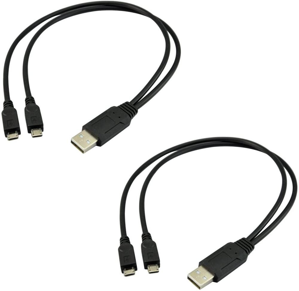 NUOLIANXIN Dual Micro USB Splitter Charge Cable Power up to Two Micro USB Devices at Once from a Single USB Port (2pack)