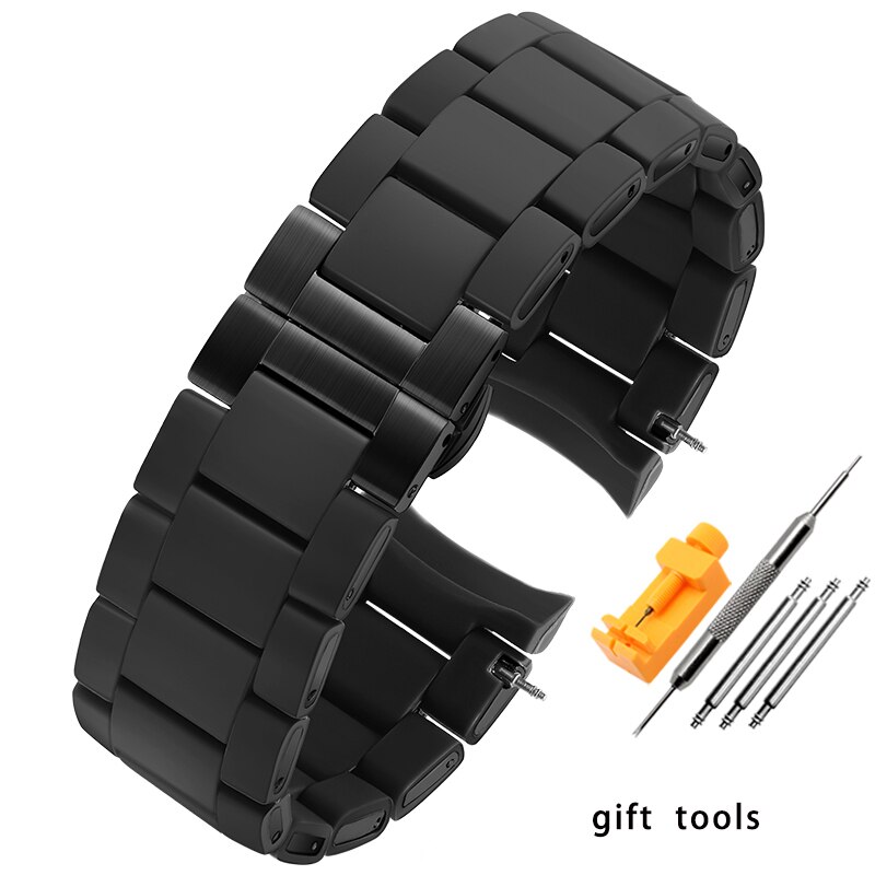 Cinturino in gomma siliconica acciaio in gomma per AR5890 AR5889 AR5858 AR5920 AR5868 AR8023 uomo 23mm donna 20mm cinturino cinturino: black black / 20mm
