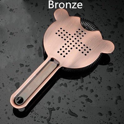 Two Stablising Prongs Bar Cocktail Strainer Superior Large Spring 304 Stainless Steel: Bronze