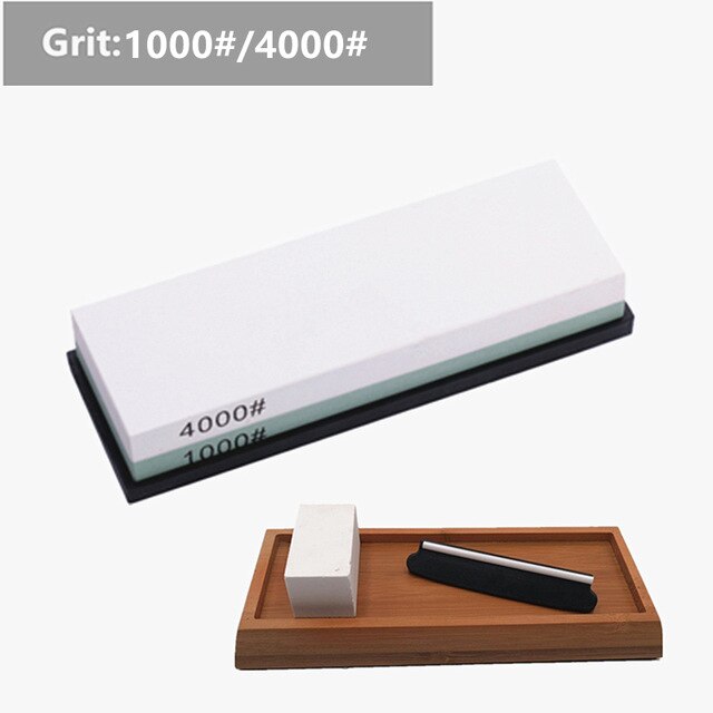 2-IN-1 Knife Sharpener Sharpening Stone Whetstone Scissors Sharpener System Grinding Wet Stone Honing Kitchen Tool: 1000 4000 set