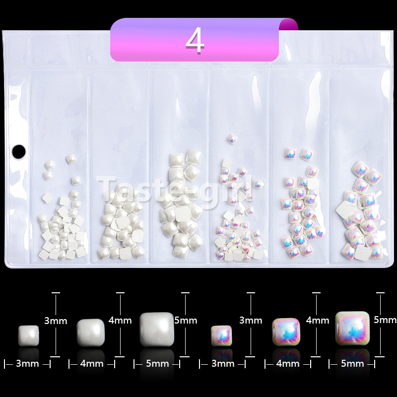 1 pakke hvide abs imiterede perler blandet flad ryg 3d nail art dekorationer perler rhinestones negle tilbehør sten