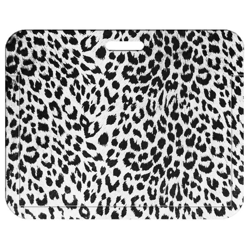 Leopard Women Name Card Cover Campus Card Bag Card Holder ID Card Case Vertical Style: Black&Red