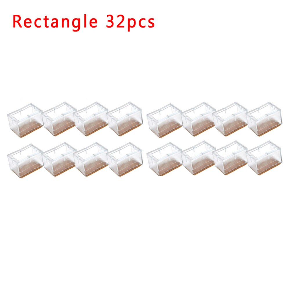 32pcs Chair Table Foot Leg Silicone Pad Floor Protect Furniture Feet Cover Home Garden Furniture Parts Feet Cover: Rectangle