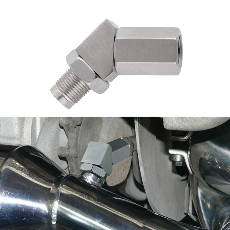ESPEEDER M18x1.5 Oxygen Sensor Extender 45 Degree CEL Check Engine Light Fix O2 Sensor Spacer With Catalytic Converter