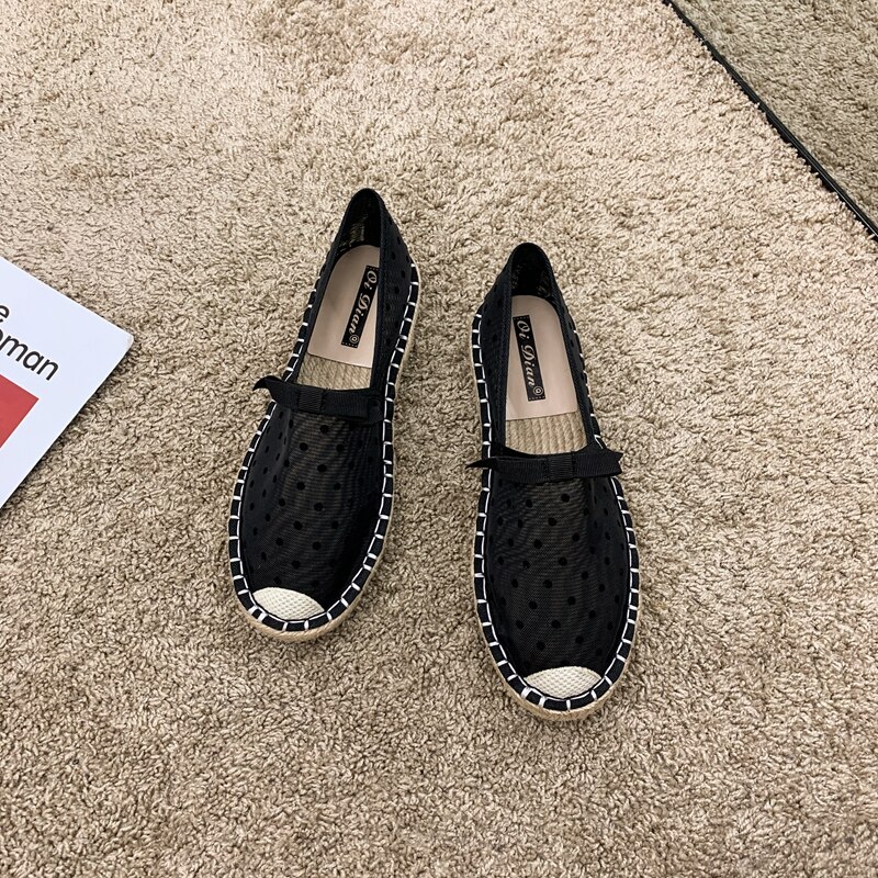 MIYEDA-zapatos informales para mujer, zapatillas náuticas de lunares sin cordones, transpirables, suaves, combinan con todo, planos y poco profundos para mujer: Negro / 38