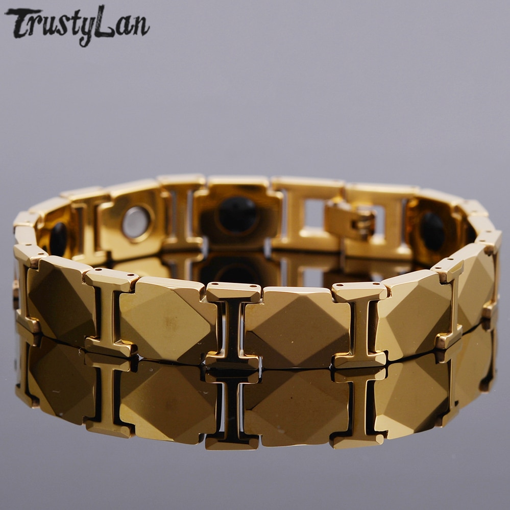 Pulseras de hombre de acero de tungsteno Color dorado para el cuidado de la salud, brazalete magnético de energía para hombre, joyería de amistad para hombre, para Él