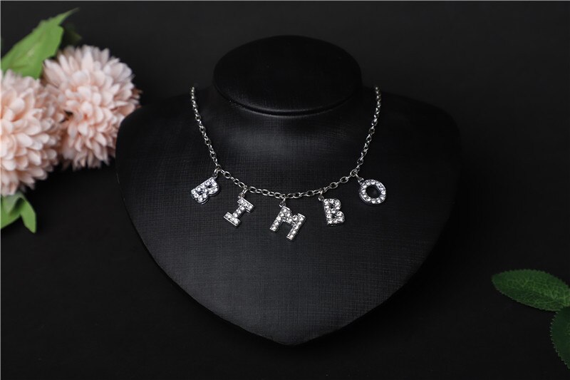 Hiphop DIY Cuban Necklace Rhinestone Letter Necklace Women Gothic Statement Necklace Jewelry Own Style: 17