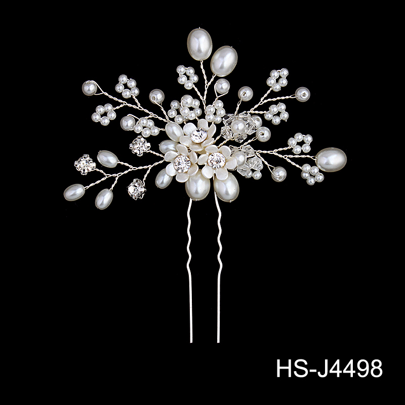 Épingles à cheveux en perles et strass pour femmes, couleur argent, bijoux de tête, bâton en cristal, accessoires pour cheveux de mariée, pince à cheveux de mariage: WHITE