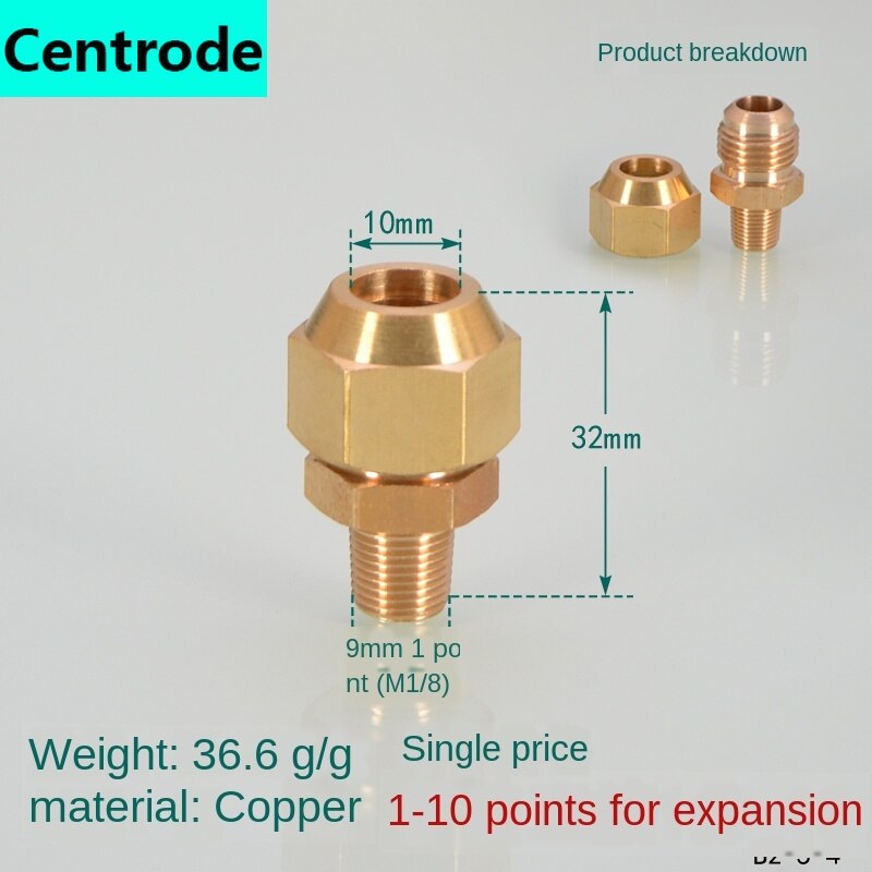 Pipe Fittings Outer wire flaring direct copper pipe expansion 1/8IN 1/4IN 3/8IN 1/2IN expansion 6/8/10/12/14/16mm pipe joint: 1 x 10mm