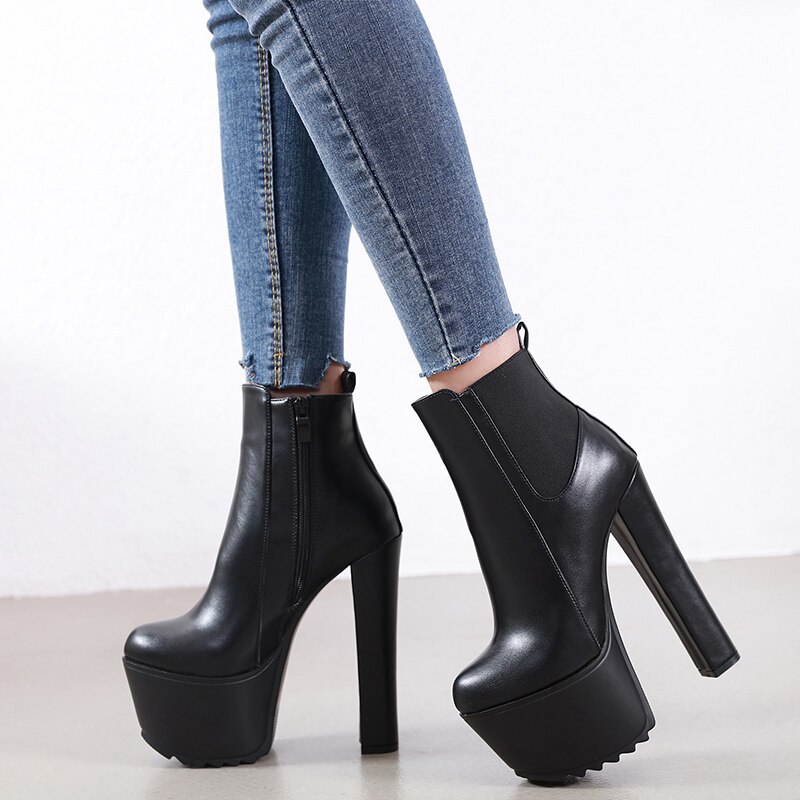 bottes hautes escarpins femme sexy chaussure a talon femme botte a talons femme chaussure hiver femme Comemore – bottines Chelsea à talons hauts de 16cm pour femme, chaussures d&#39;hiver élégantes,