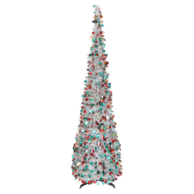Christmas Tinsel Tree Collapsible Colorful Sequin Grandado