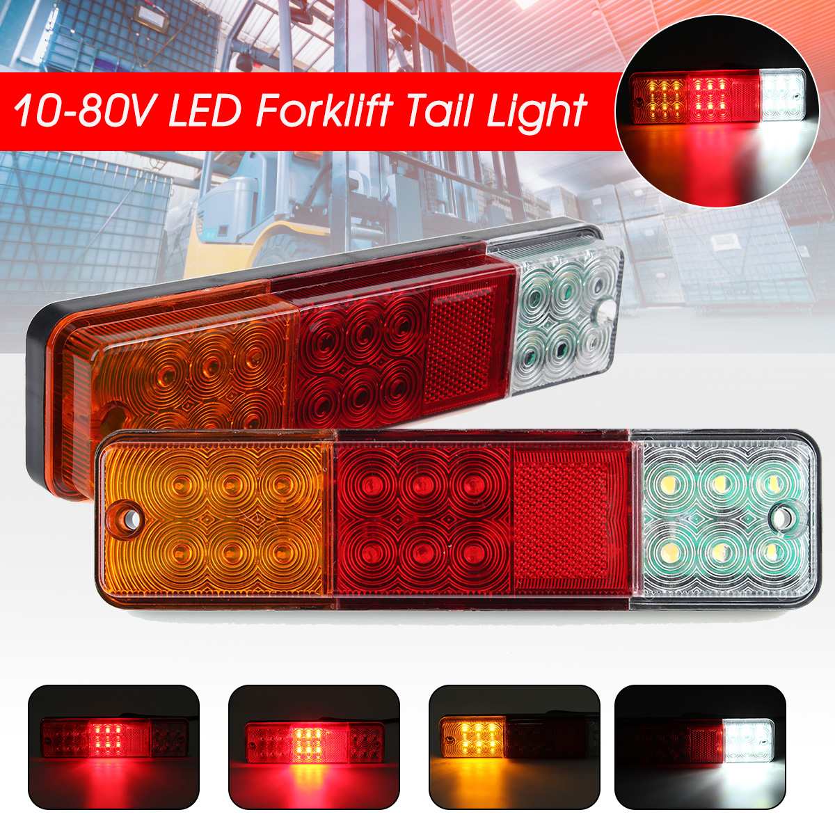 2pcs Truck Trailer Light 12V 24V LED Rear Lamp Turn Signal Lamp Indicator Running Light LED Brake Trailer Rear Light Forklift