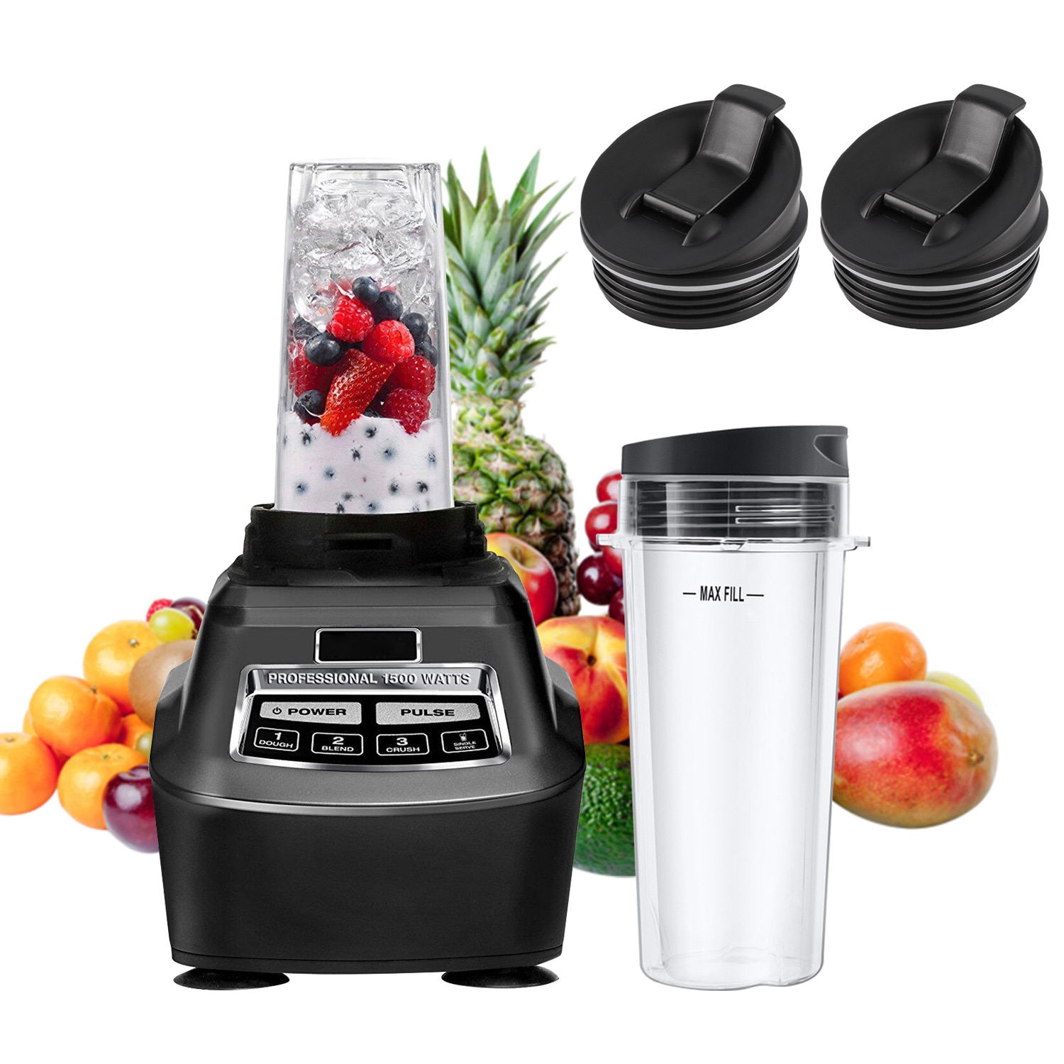 Behogar 2 st 16oz enkla serveringskoppar 4 st lock reservdelar tillbehör till nutri ninja blender