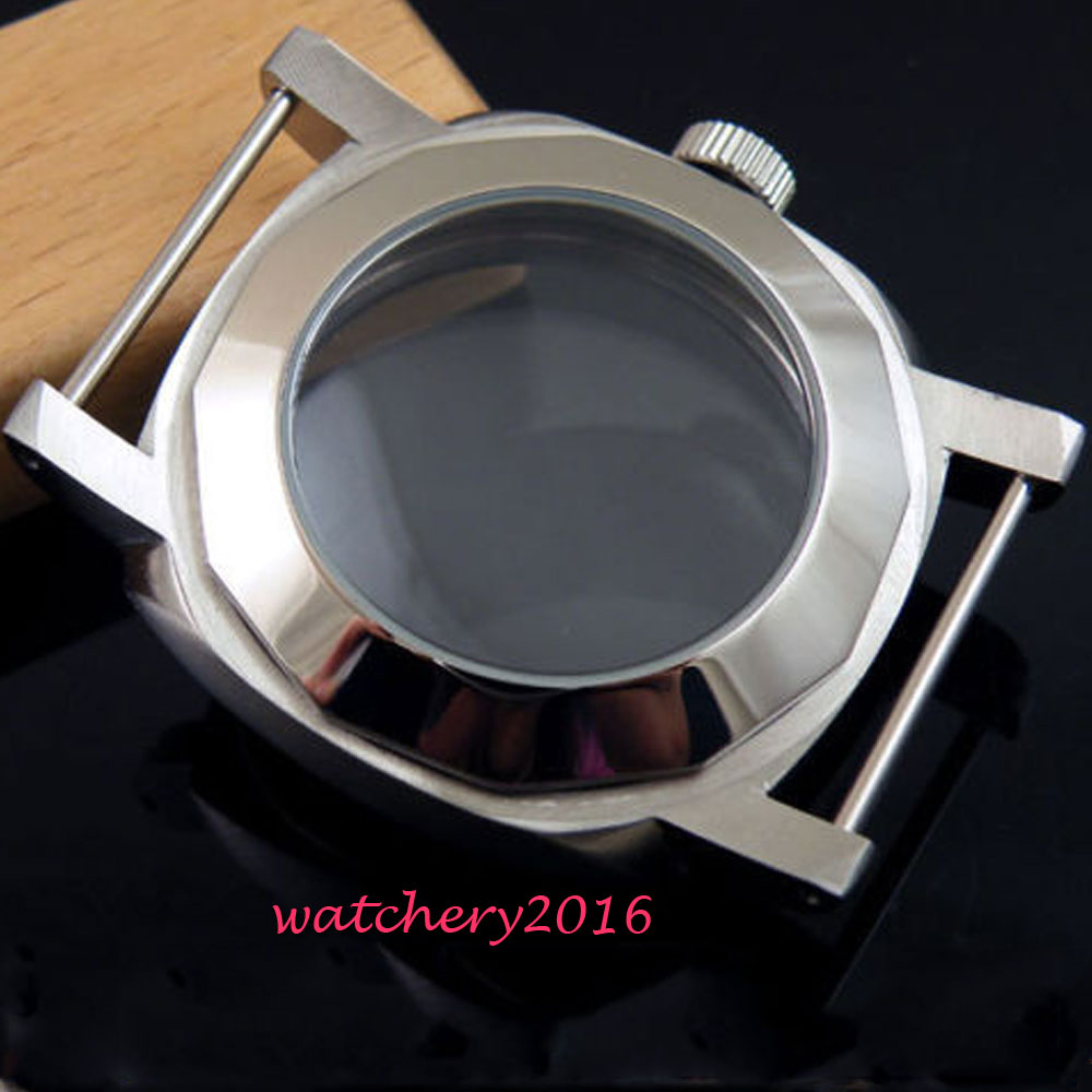 44mm stainless steel hardened brushed case fit 6497 6498 ST 36 movement watchcase