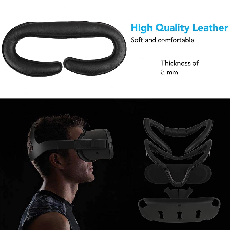 5In1 VR housse de protection + support d'interface faciale + couvercle d'objectif + peau + jeu de plaquettes nasales pour accessoires Oculus Quest VR