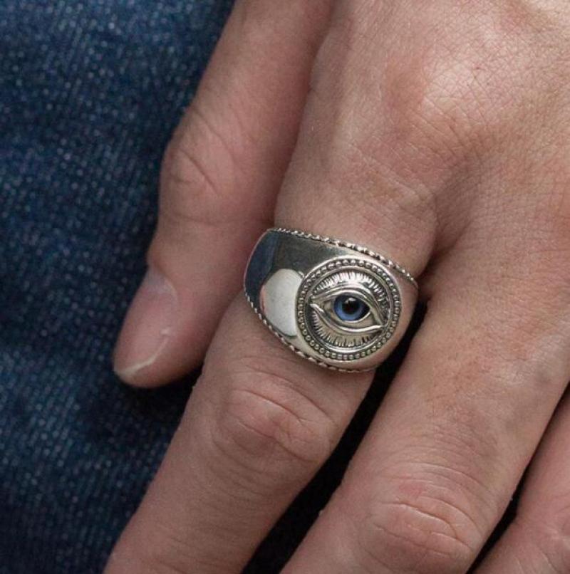 Anillo de dedo índice de ojo de demonio para hombre, joyería de , Hip Hop, gótico, Punk,: 8