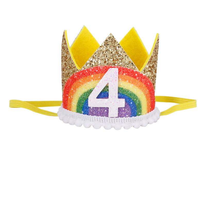 Chicinlife 1-8 år gammel regnbuebursdag kronehatt gutt jente bursdagsfest dekorasjon baby dusj hvitt måke bursdagshatt: måke 4