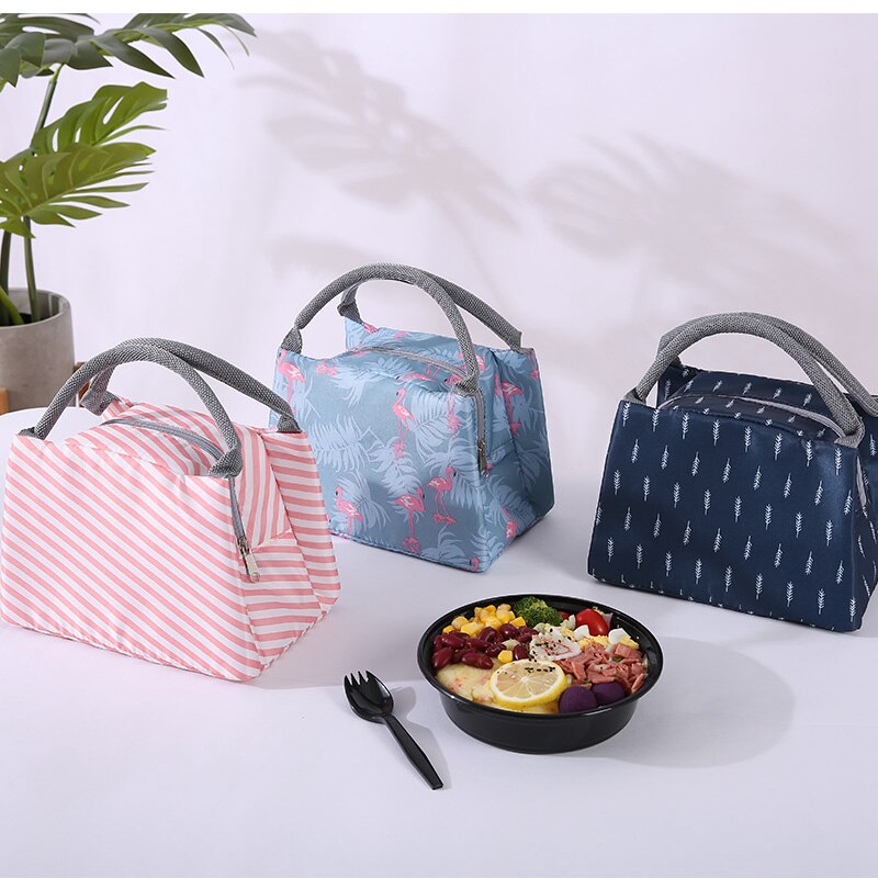 Animal flamingo almoço sacos feminino portátil funcional lona listra isolado comida térmica piquenique crianças refrigerador lancheira saco tote
