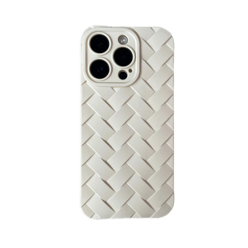 Funda suave de TPU con patrón tejido multicolor para iPhone 15, 14, 13, 12, 11 Pro Max, 14, 15 Plus, funda protectora a prueba de golpes para teléfono: Para iphone12ProMax (6,7 ") / Blanco