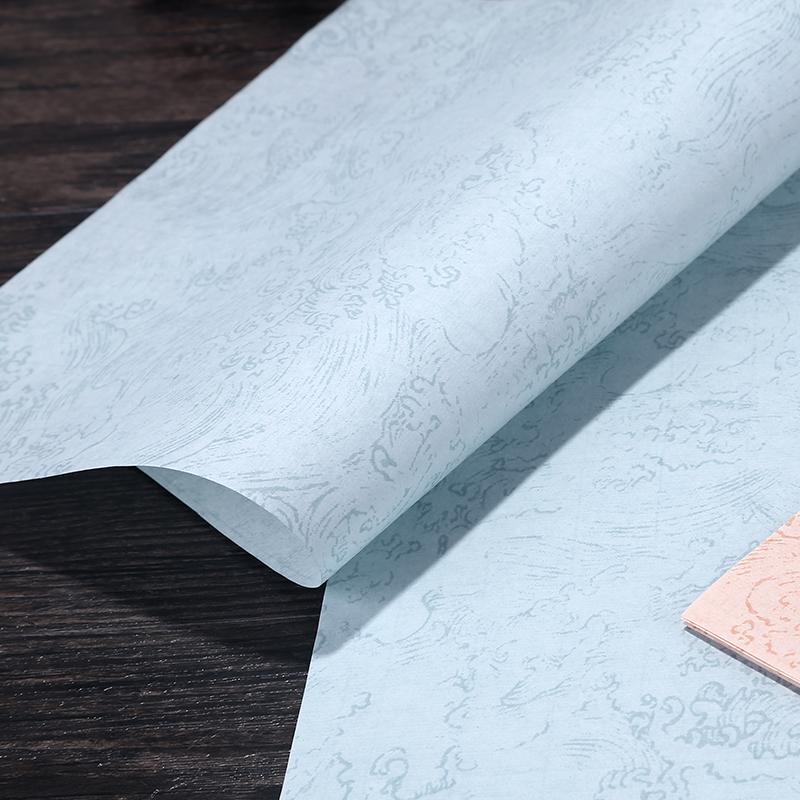 Chinese Xuan Paper Letterhead Half Ripe Batik Calligraphy Waves Pattern Xuan Paper Imitation of Ming and Qing Dynasty Xuan Paper